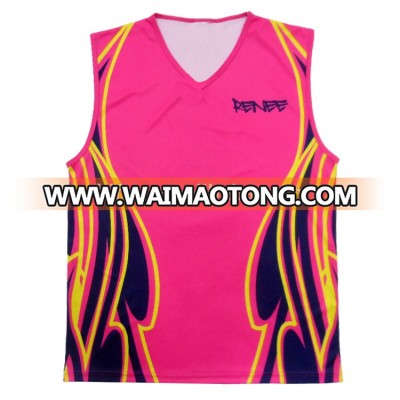 custom sublimation pink Netball shirt Tennis tops for women volleyball singlets